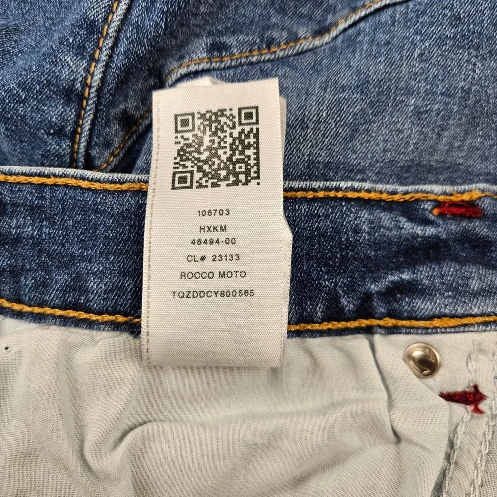 True Religion Rocco Moto Relaxed Skinny Jeans Mens 34 Blue Biker Denim Pants